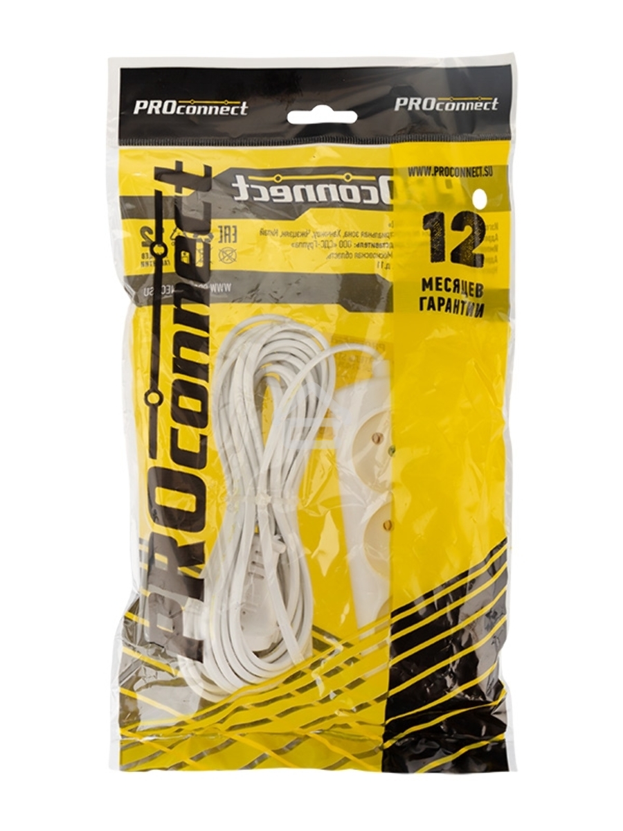 Удлинитель PROconnect STANDARD 3 гнезда, 7 м, 2х0.75 мм², б/з, белый