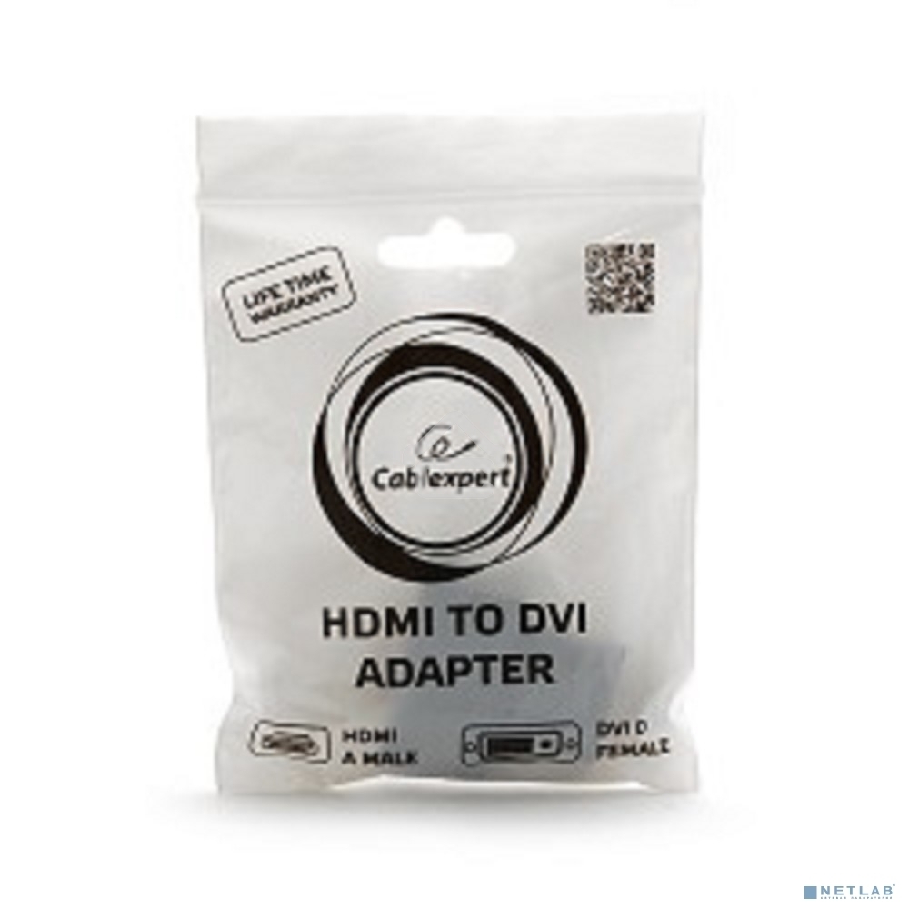 Переходник Gembird Переходник HDMI-DVI 19M/25F, золотые разъемы, пакет(A-HDMI-DVI-3)