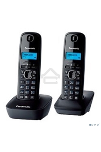 Телефон беспроводной (DECT) Panasonic KX-TG1612RUH (серый)  {Доп трубка в комплекте,АОН, Caller ID,12 мелодий звонка,поиск трубки}