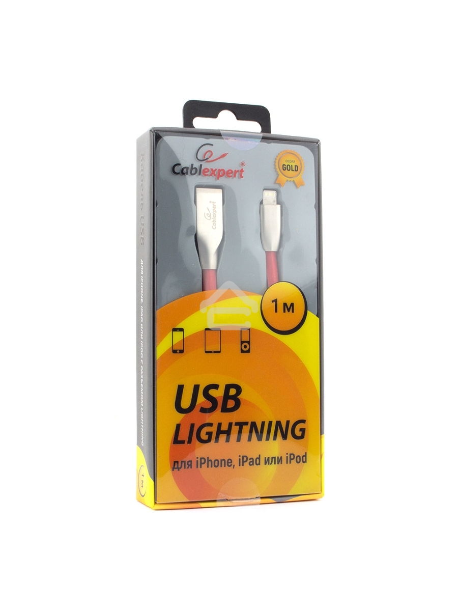 Кабель Cablexpert для Apple CC-G-APUSB01R-1M, AM/Lightning, серия Gold, длина 1м, красный, блистер