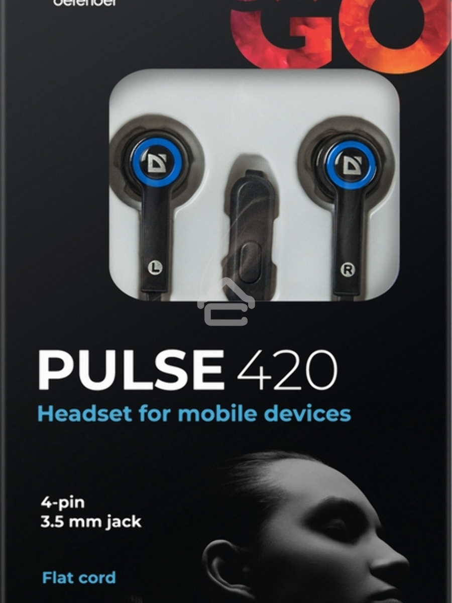 Гарнитура Defender Pulse-420 черный/синий 4-пин 3 5 мм jack кабель 1.2 м