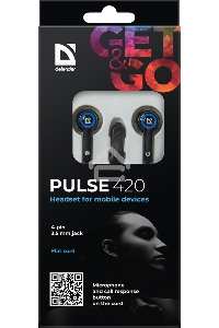Гарнитура Defender Pulse-420 черный/синий 4-пин 3 5 мм jack  кабель 1.2 м