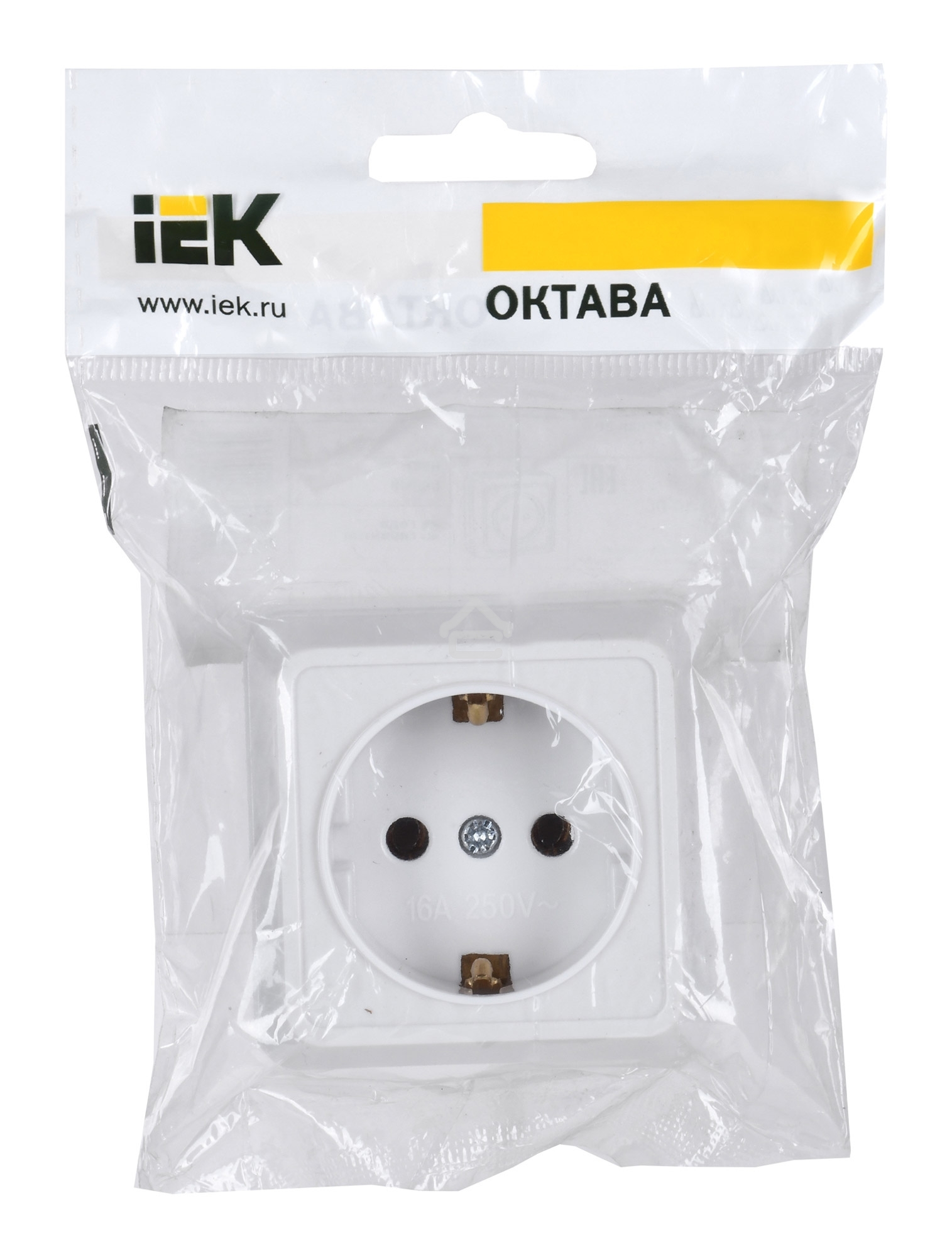 Розетка Iek ERO11-K01-16-DC РС20-3-ОБ 1местн. c з/к 16А откр.уст. ОКТАВА (белый)