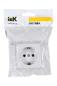 Розетка Iek ERO11-K01-16-DC РС20-3-ОБ 1местн. c з/к 16А откр.уст. ОКТАВА (белый)