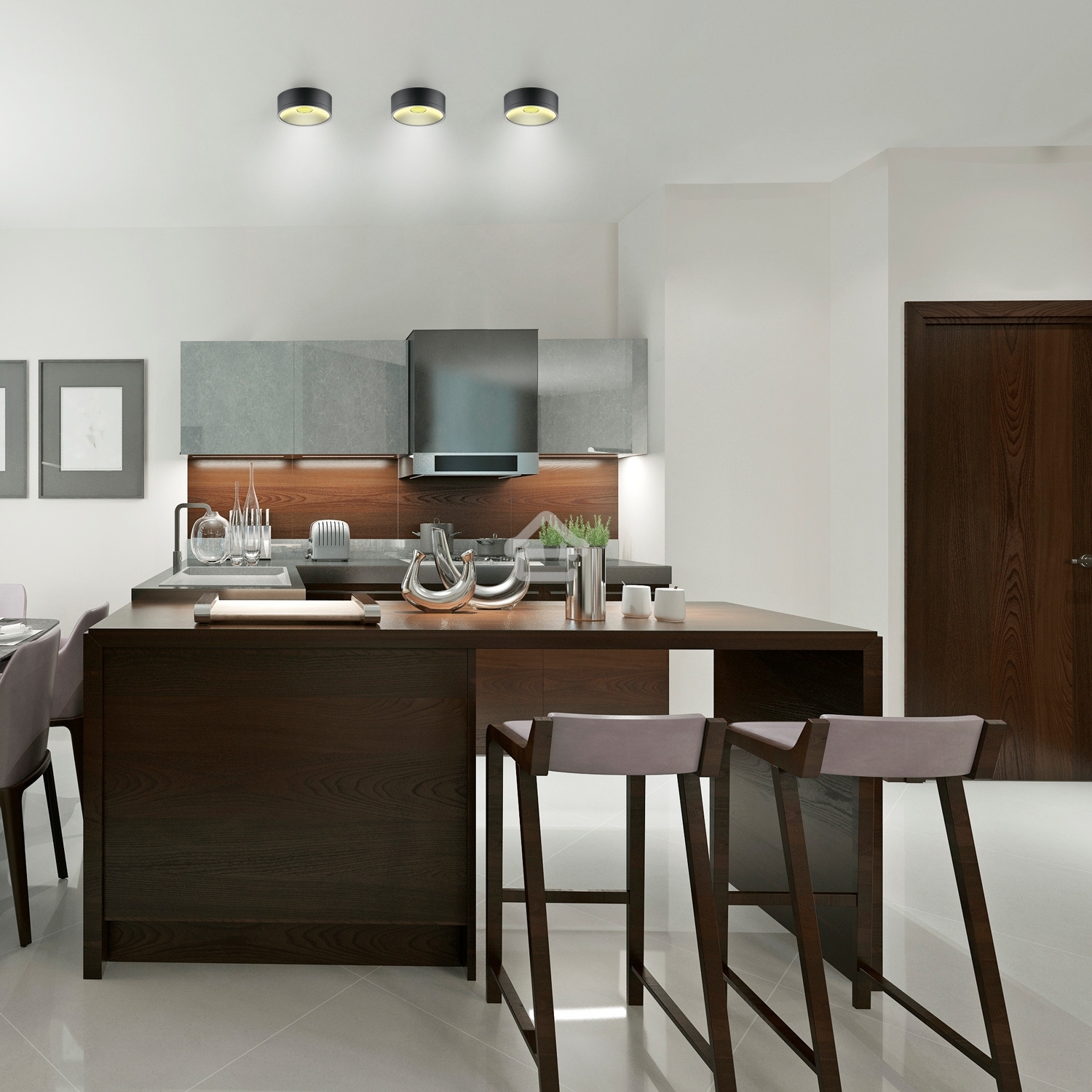 Светильник Gauss Overhead HD040 потолоч. 4000K цв.св.:белый серебристый/золотистый