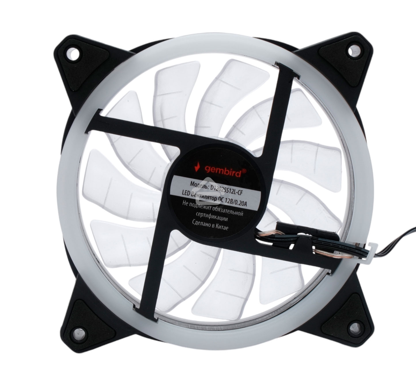 Вентилятор для корпуса Gembird D12025S12L-CF черный, 120 мм, 1200 об/мин, 20.5 дБ, 3 pin