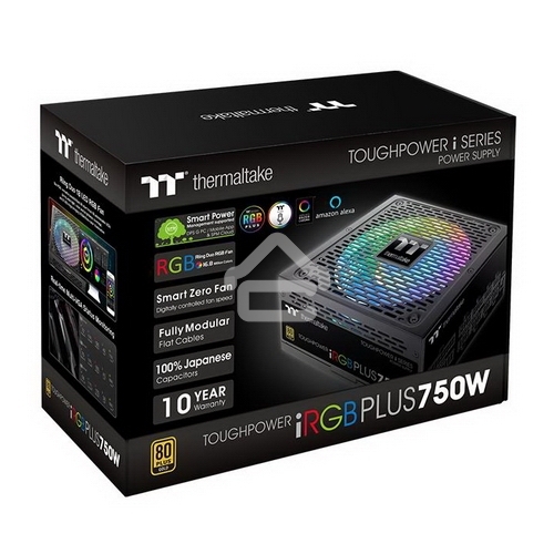 Блок питания Thermaltake Toughpower iRGb PLUS 750W RTL (PS-TPI-0750F3FDGE-1), 750Вт, 80 PLUS Gold, 140мм, модульный, черный