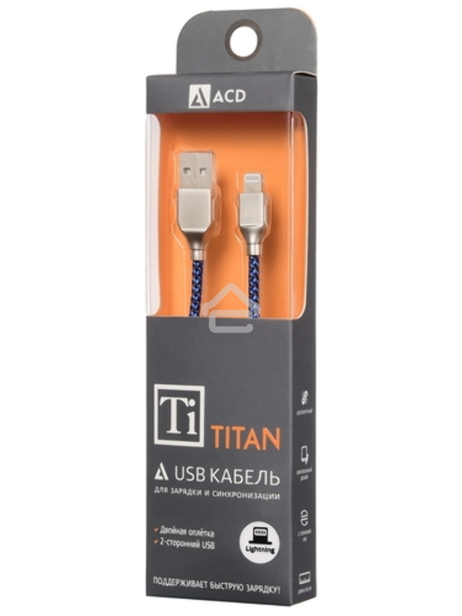 Кабель USB ACD-Titan Lightning ~ USB-A Нейлон, 1м, сине-черный (ACD-U927-P5L)