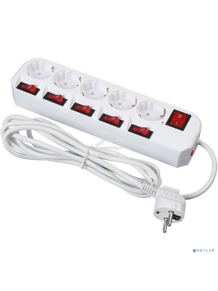 Сетевой фильтр Buro 500SH-3-SW-W 3м (5 розеток) белый (коробка)