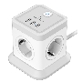 Сетевой фильтр Cablexpert Tower, TWR-4-U3-W-3, 4р, 10А, 3xUSB, 3.1А, 3м, ур.защиты 2+, белый, коробка
