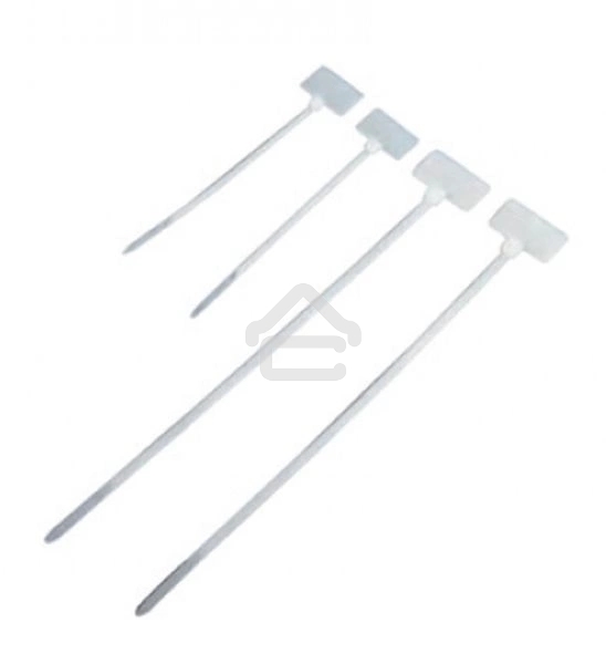 Стяжка пластиковая нейлоновая с площадкой для маркировки 3,6х205 мм, белый, 100 шт