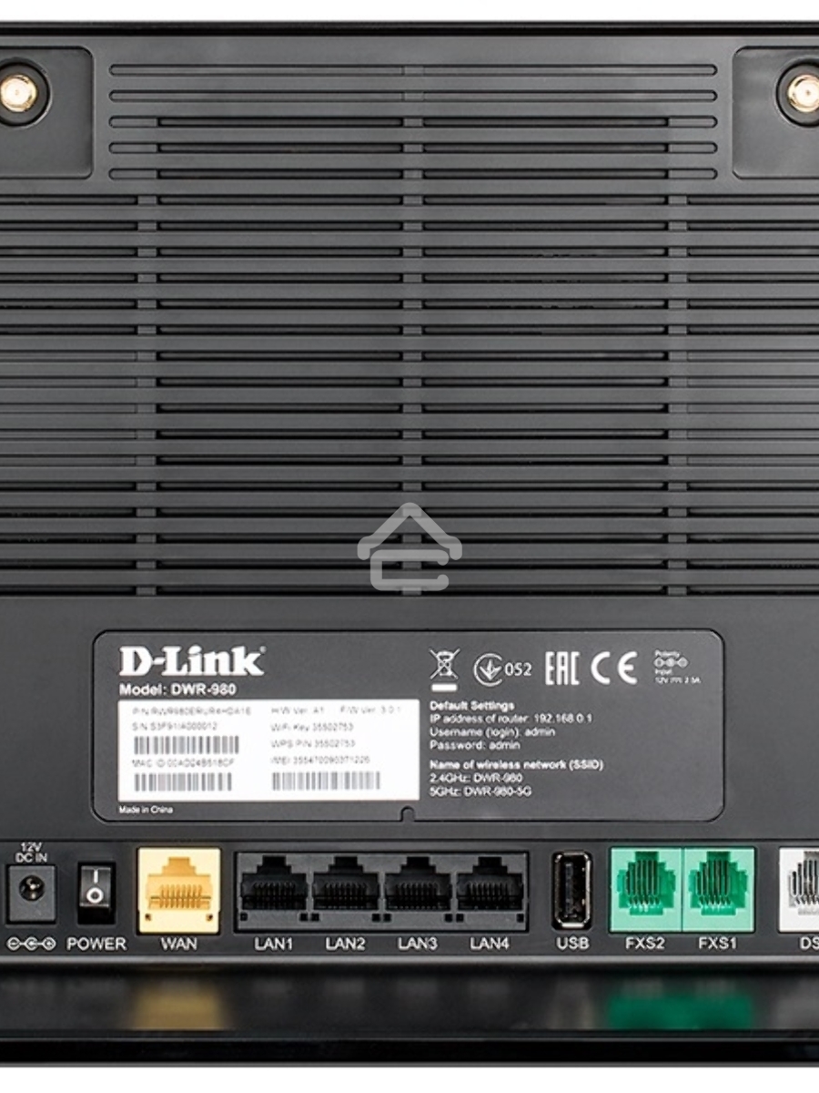 Беспроводной двухдиапазонный маршрутизатор/роутер D-Link DWR-980/4HDA1E AC1200 с поддержкой 4G LTE и VDSL2, с портами Gigabit Ethernet и 2 FXS-