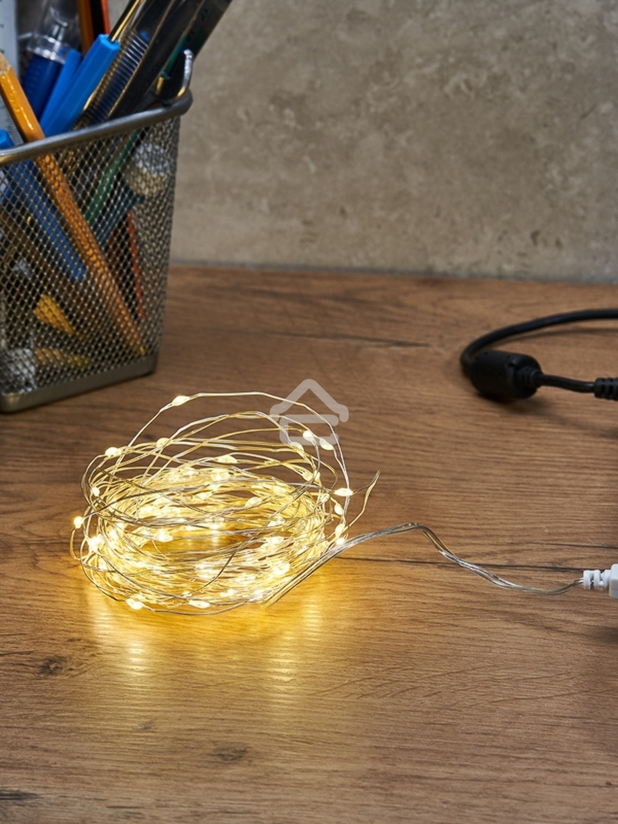 Гирлянда «Роса» 10 м, 100 LED, USB, теплое белое свечение NEON-NIGHT