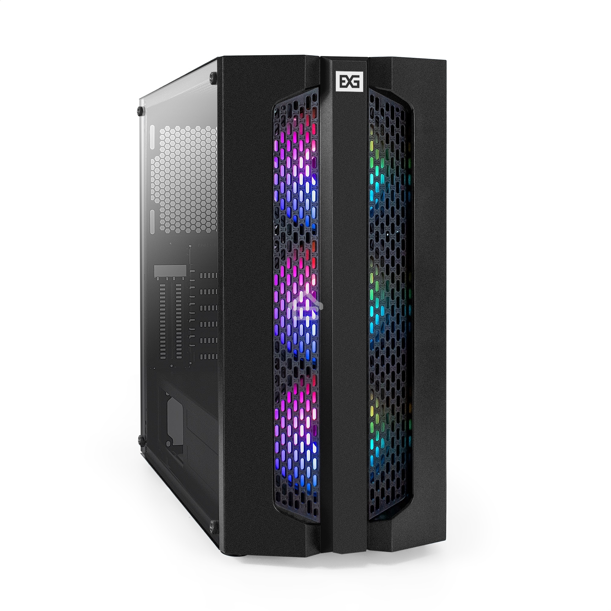 Компьютерный корпус Miditower ExeGate EVO-9205 (ATX, без БП, с окном, 1*USB+1*USB 3.0, аудио, 3 вент. 12см с RGb подсветкой)
