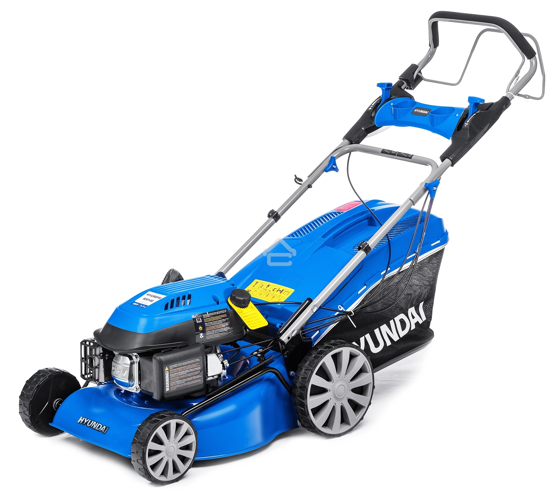 Бензиновая газонокосилка HYUNDAI L 4610SE самоходная, электрозапуск, двигатель Hyundai ICV145,4-х такт, 3.5 л.с./145 см3, Ширина среза 45,7 см, Высота среза 25-75 мм, 35 кг