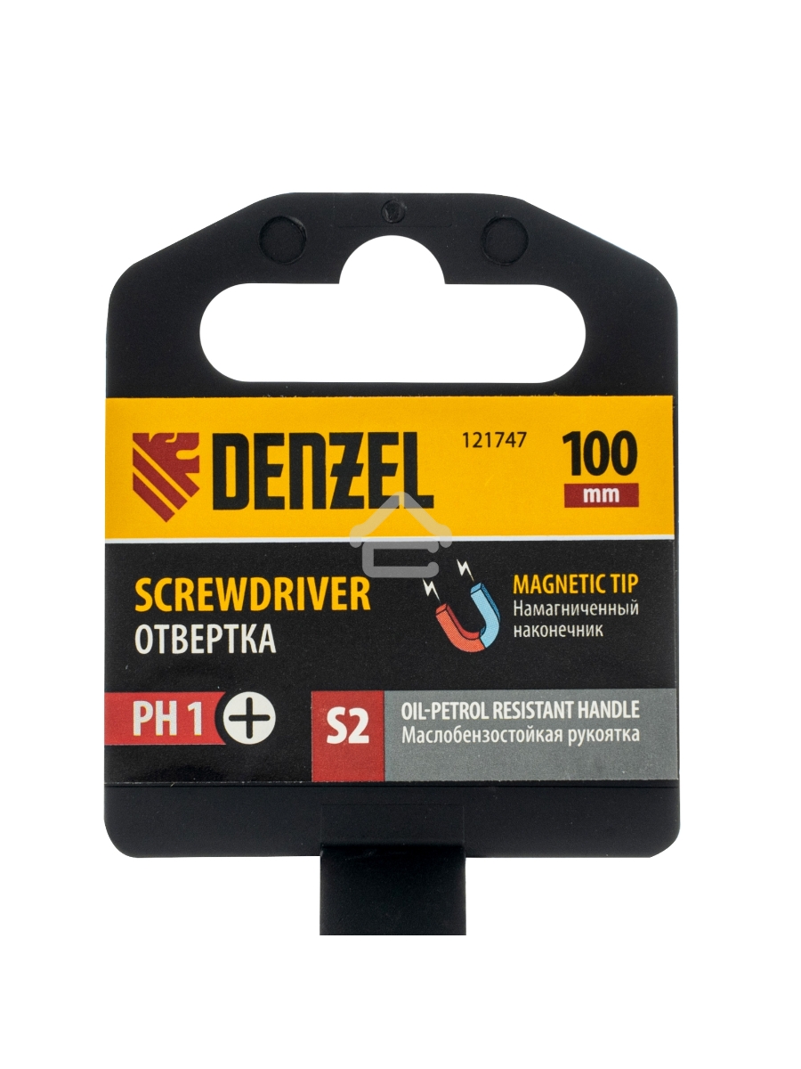 Отвертка, PH1х100 мм, S2, 3к рукоятка Denzel