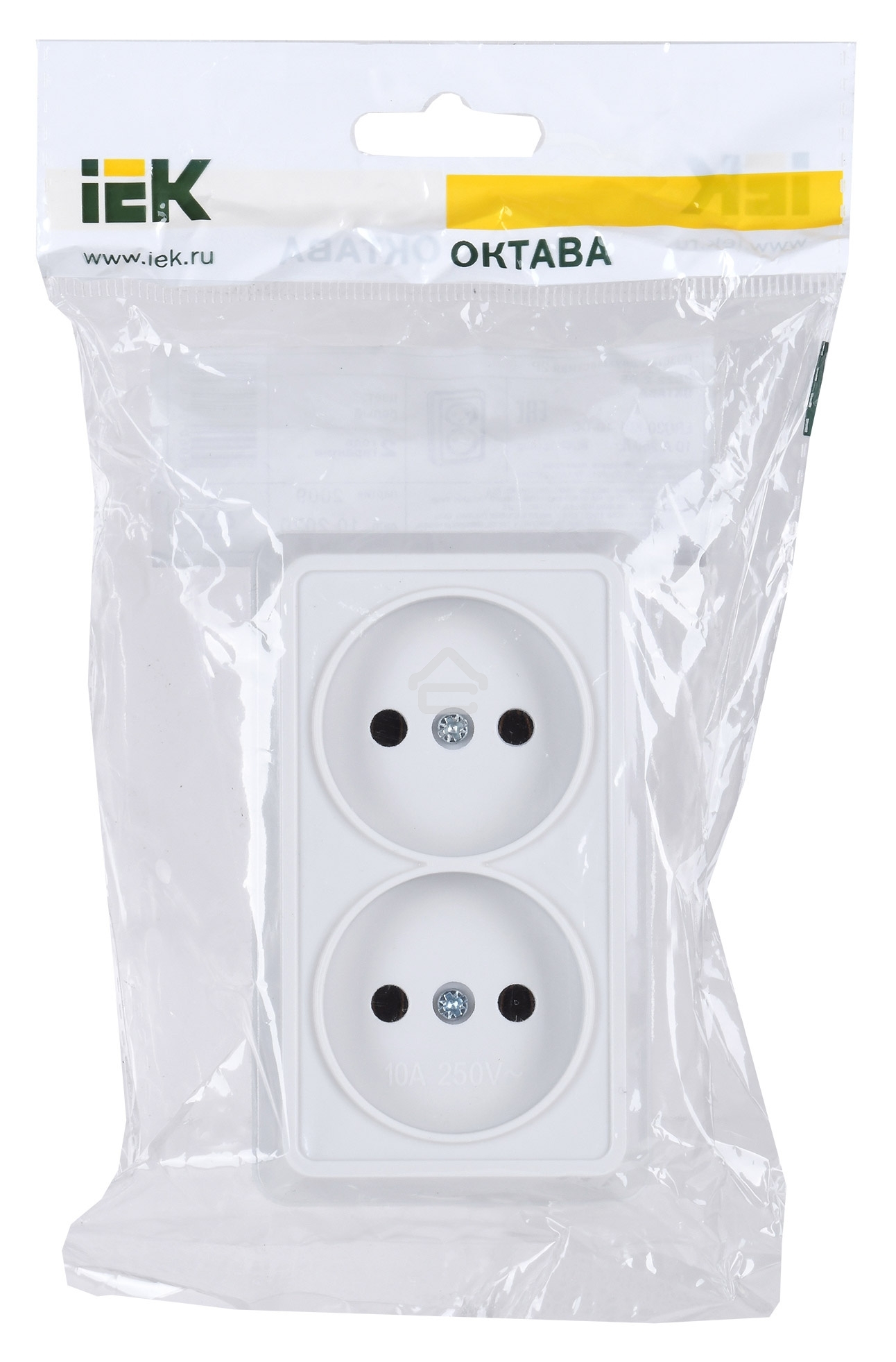 Розетка Iek ERO20-K01-10-DC РС22-2-ОБ 2местн. без з/к 10А откр.уст. ОКТАВА (белый)