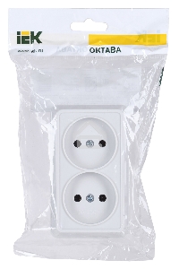 Розетка Iek ERO20-K01-10-DC РС22-2-ОБ 2местн. без з/к 10А откр.уст. ОКТАВА (белый)