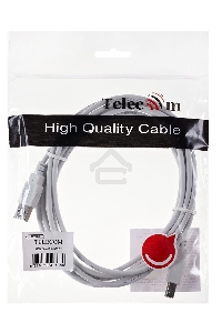 Кабель AM/BM USB2.0 3м Telecom USB 2.0  A-->B 3.0m, белый/серый, TC6900-3.0M