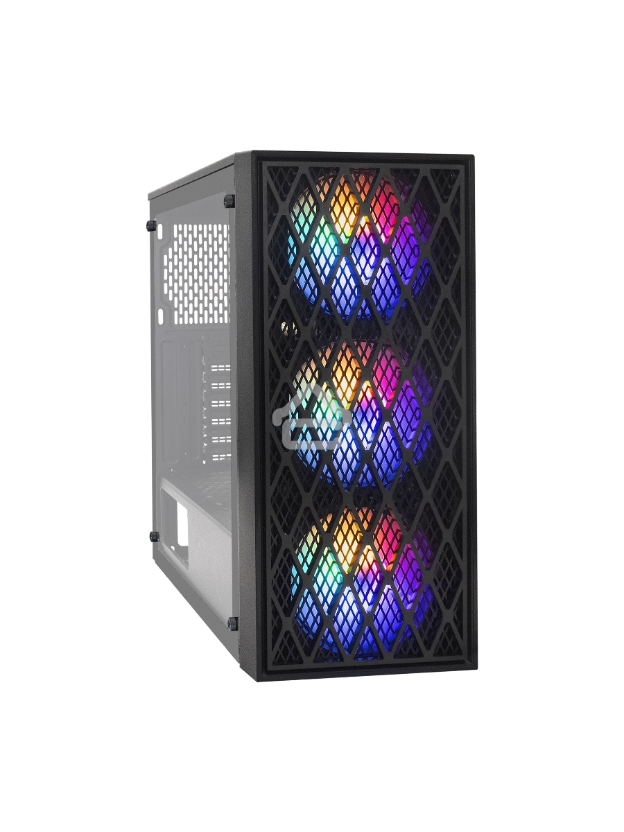 Компьютерный корпус Miditower ExeGate EVO-8243-NPX600 (ATX, БП 600NPX с вент 12 см, 2*USB+1*USB3.0, черный, 3 вент. с RGB подсветкой, боковая панель - закаленное стекло)
