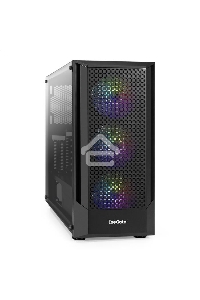 Корпус Miditower ExeGate EVO-8227 (ATX, без БП, 2*USB+1*USB3.0+HD Audio, черный, 3 вент. с RGB подсветкой, боковая панель - закаленное стекло)