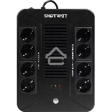 Источник бесперебойного питания SMARTWATT UPS SAFE PRO 1000 черный 1000/600 ВА/Вт, линейно-интерактивный, напольный/настенный, LED индикация, Shuko CEE7/4 - 8 шт. (4 шт. с резервным питанием, 4 шт. - сетевой фильтр)