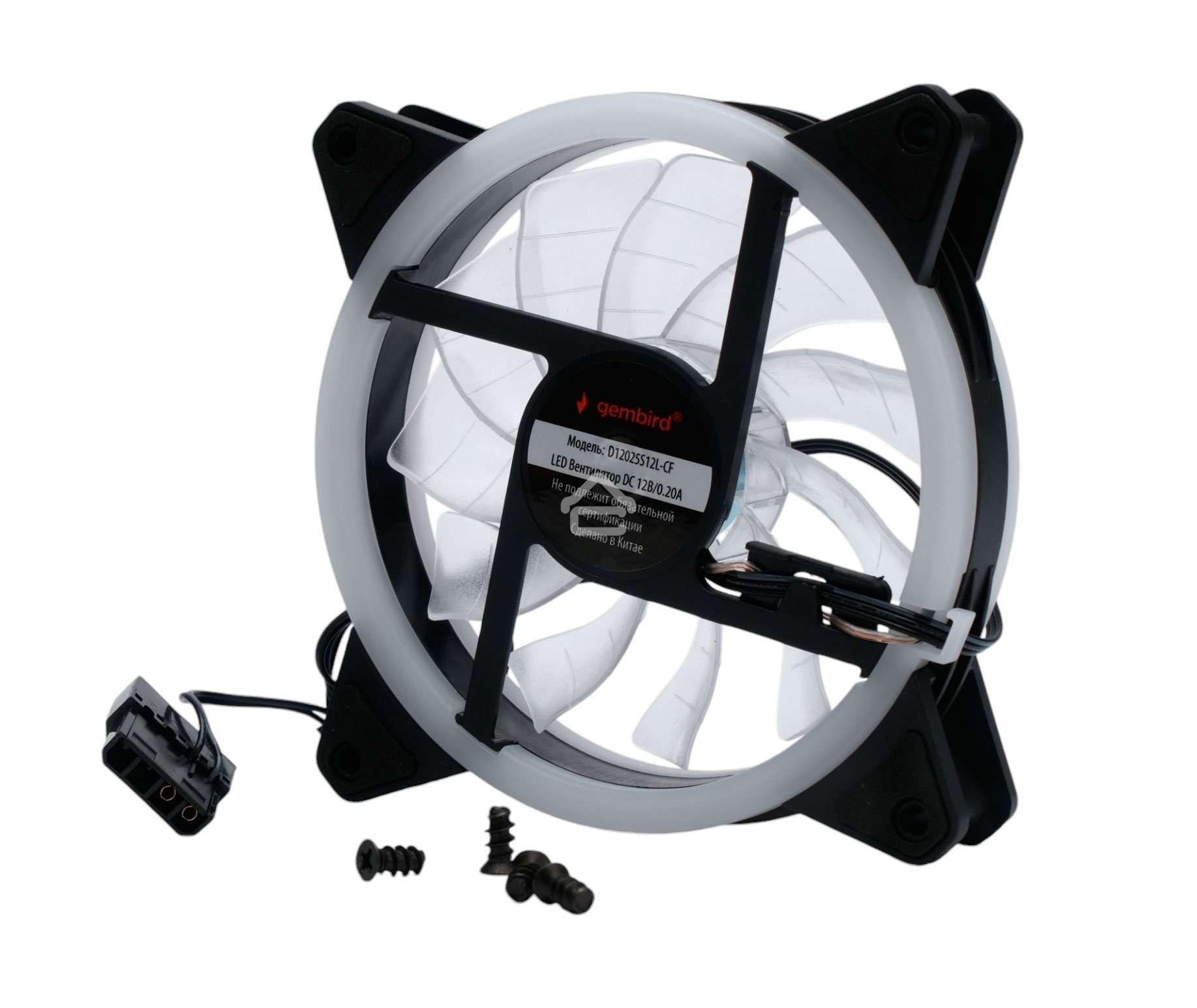 Вентилятор для корпуса Gembird D12025S12L-CF черный, 120 мм, 1200 об/мин, 20.5 дБ, 3 pin