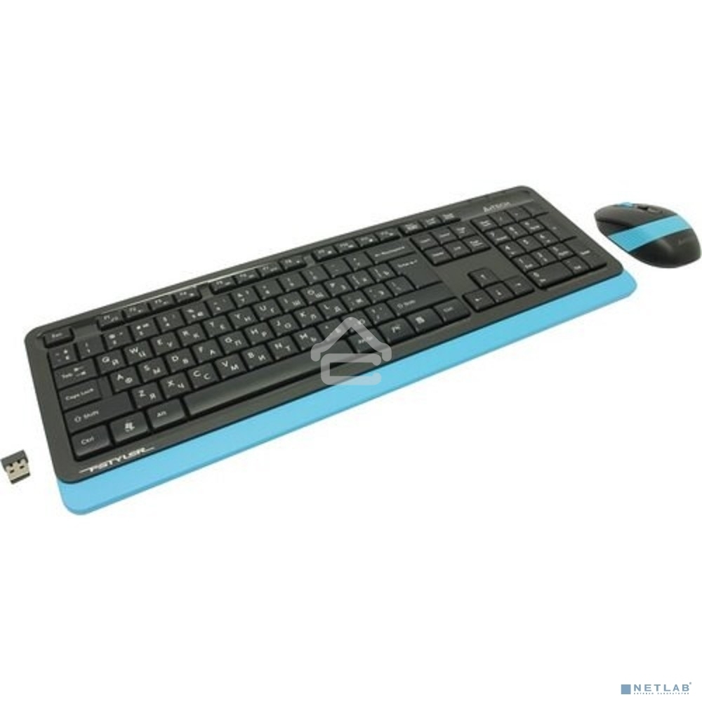Клавиатура + мышь A4 Fstyler FG1010 клав:черный/синий мышь:черный/синий USB беспроводная Multimedia
