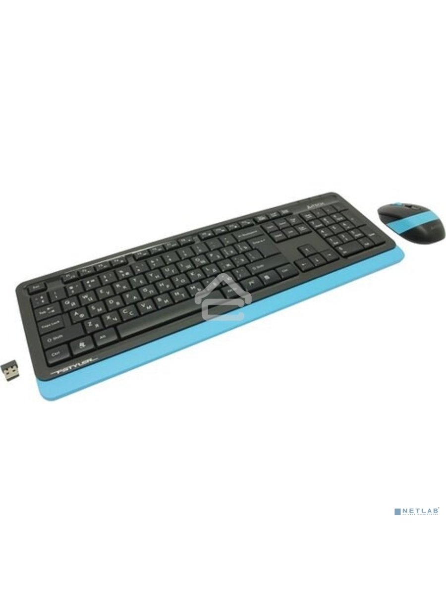 Клавиатура + мышь A4 Fstyler FG1010 клав:черный/синий мышь:черный/синий USB беспроводная Multimedia