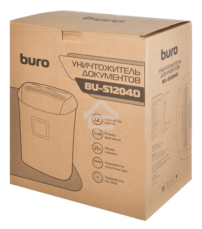 Шредер Buro Office BU-S1204D (секр.P-4)/фрагменты/12лист./21лтр./пл.карты/CD