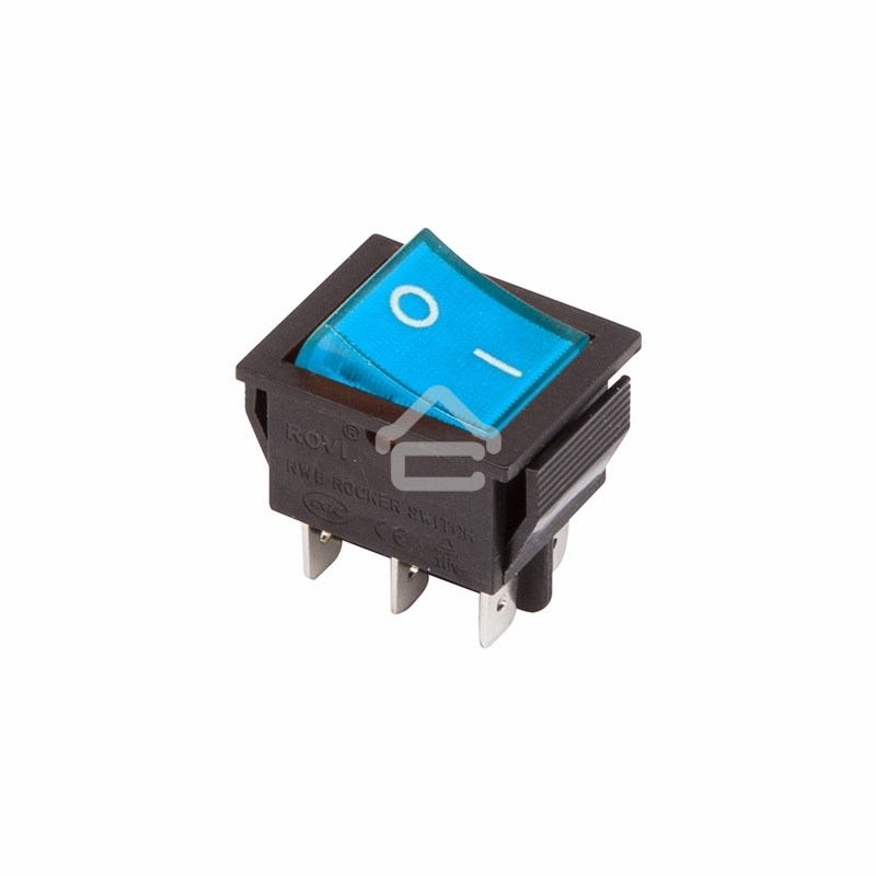 Выключатель клавишный Rexant 250V 15А (6с) ON-ON синий с подсветкой