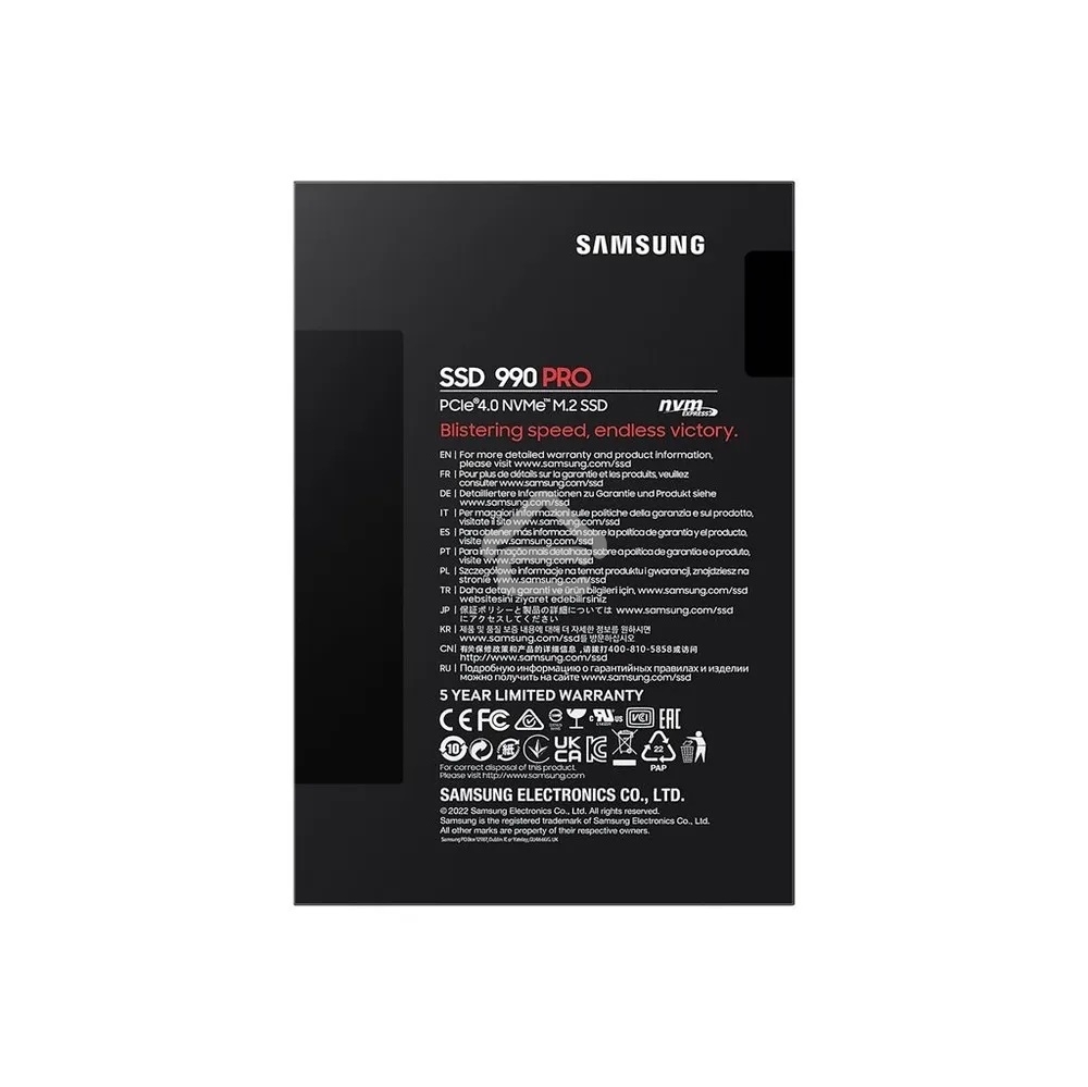 Накопитель SSD Samsung 990 PRO, 1000Gb, PCIe 4.0 x4, M.2 2280, NVMe, R/W 7450/6900, с радиатором
