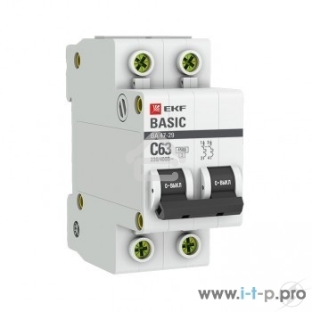 Выключатель автоматический EKF mcb4729-2-63C 2P 63А (C) 4,5кА ВА 47-29 Basic