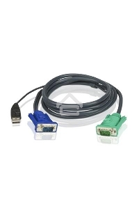 Кабель KVM ATEN 2L-5201U USB(тип А Male)+HDB15(Male) <->  SPHD15(Male) 1,2м., черный.
