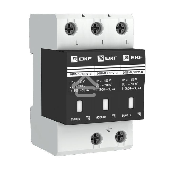 Ограничитель импульсных напряжений ОПВ-В/3P In 30кА 400В EKF opv-b3