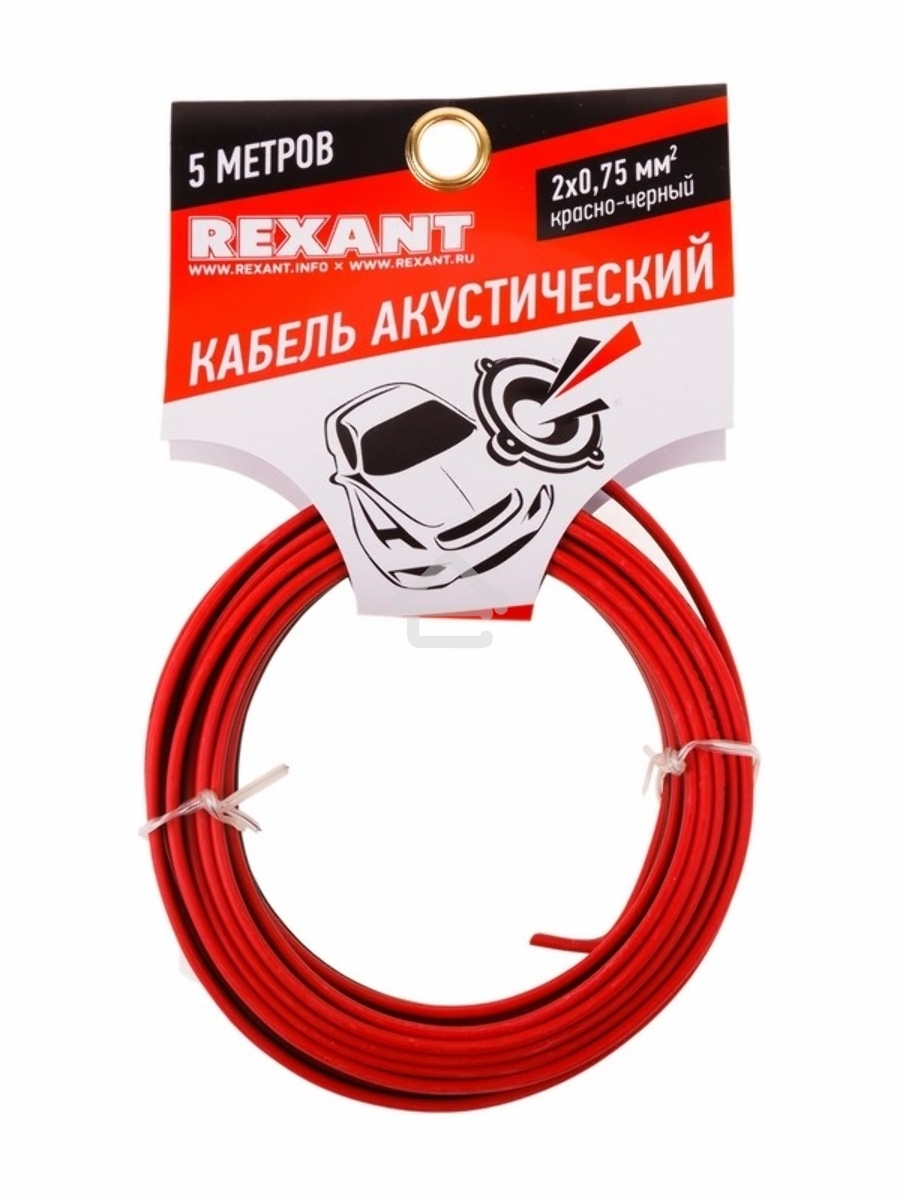 Кабель акустический Rexant 2х0,75 мм², красно-черный, мини-бухта 5 м