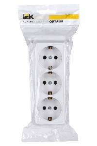 Розетка Iek ERO31-K01-16-DC РС23-3-ОБ 3местн. с з/к 16А откр.уст. ОКТАВА (белый)