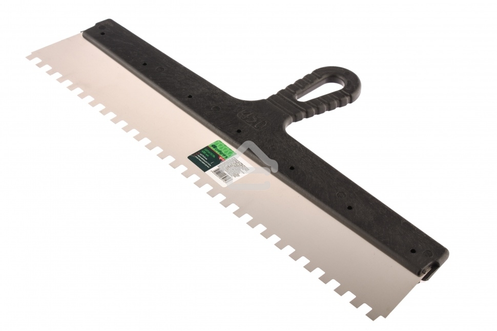 Шпатель СИБРТЕХ из нержавеющей стали,450 мм,зуб 8x8 мм,пластмассовая ручка 85479