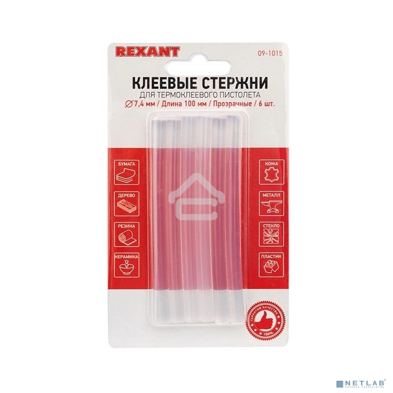 Клеевые стержни Rexant, Ø7 мм, 100 мм, прозрачные, 6 шт., блистер