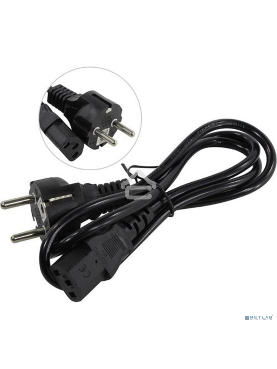 Кабель питания ExeGate Power PC-1P (Евровилка Schuko->С13) VDE-250V-3*0.5-CU, 6A, черный, 1.0м