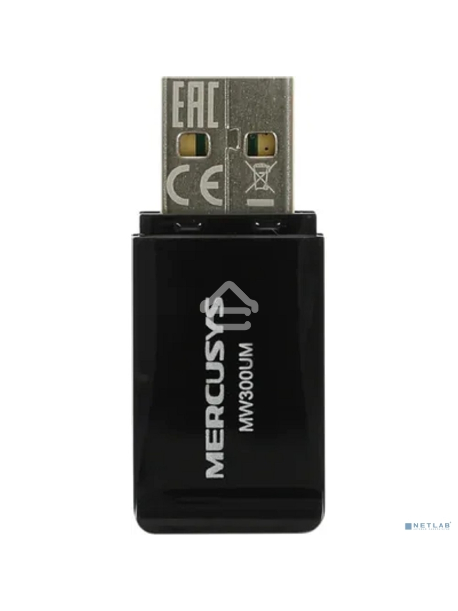 Сетевой адаптер USB2.0 адаптер Mercusys MW300UM, 300Мбит/с, компактный