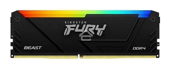 Оперативная память Kingston Fury Beast, DDR4, 16GB (1x16GB), 3600MHz, CL18, DIMM, с радиатором, RGB, черный