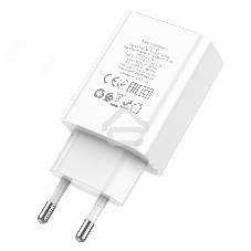 Сетевое зарядное устройство с дисплеем Hoco 18Вт, 3А, QC3.0/PD, 1хUSB, 1хType-C, C100A, белый, коробка