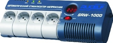 Стабилизатор RUCELF SRW-1000-D 1000ВА, диапазон 140-270,однофазный,управление релейное, дисплей,точность 220+-6%, КПД 98%.
