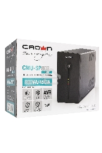 Источник бесперебойного питания CROWN ИБП CMU-SP800EURO {800VA, металл,1x12V/9AH, розетки 3*EURO+1*IEC bybas} CM000001492