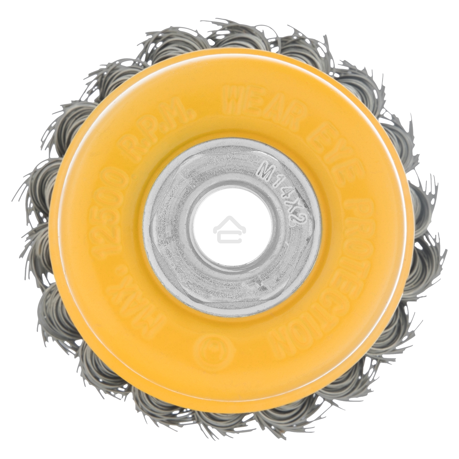 Щетка для УШМ Denzel 75 мм, М14, чашка, крученая нержавеющая проволока 0,5 мм