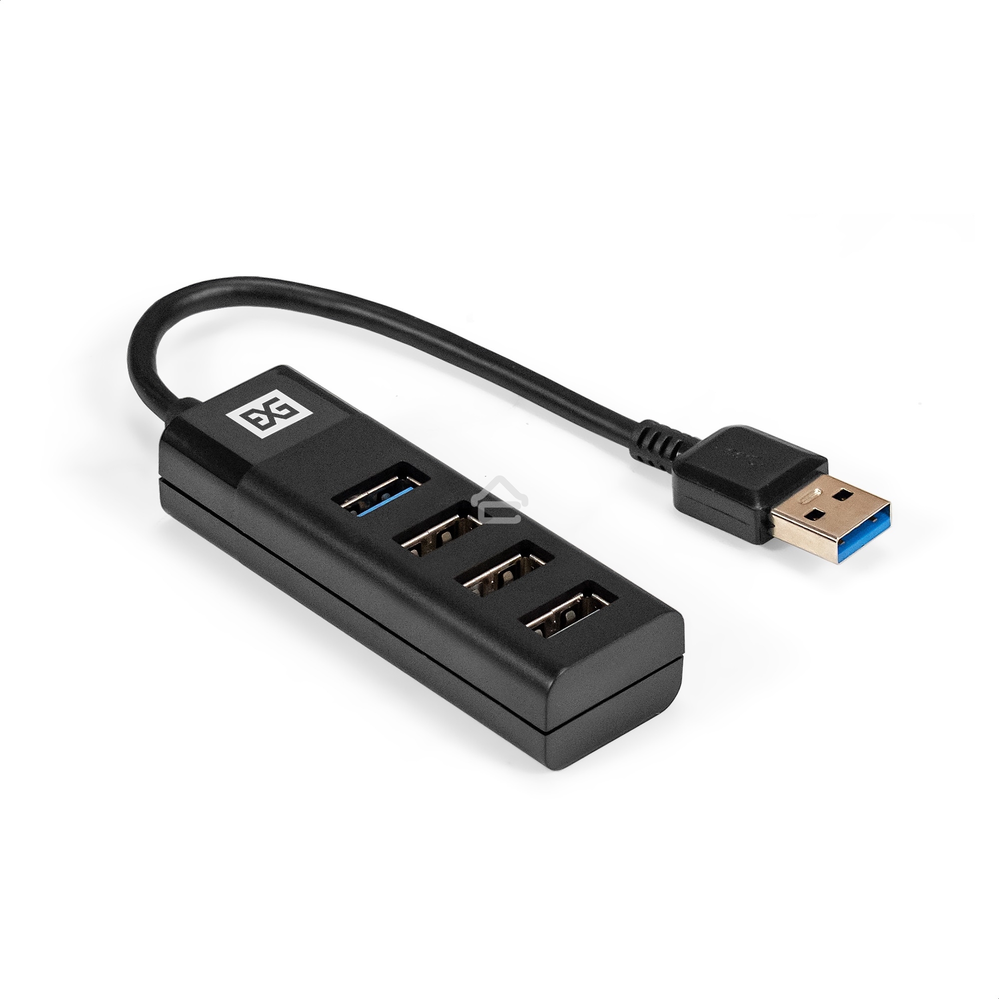 Хаб USB (концентратор) 4-в-1 ExeGate DUB-3213 (кабель-адаптер USB2.0 --> 3xUSB2.0, 1xUSB3.0, Plug&Play, черный)