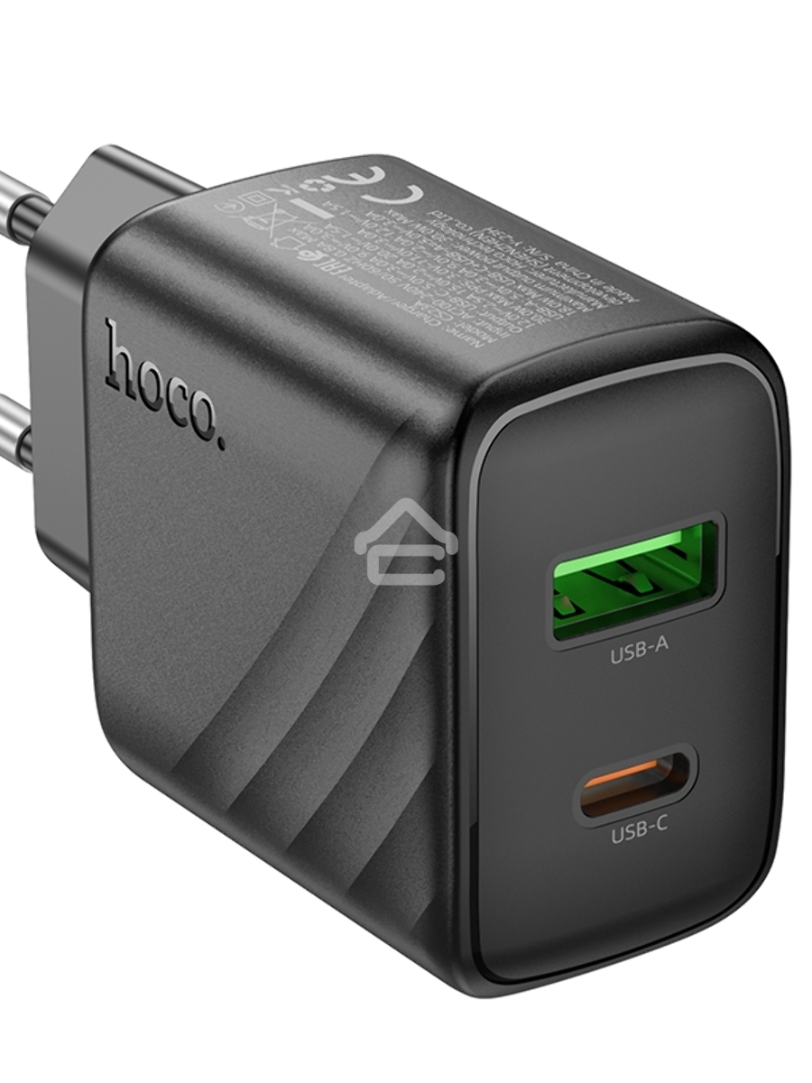 Зарядное устройство Hoco 30Вт, 3А, QC3.0/PD, 1хUSB, 1хType-C, CS23A, черный, коробка