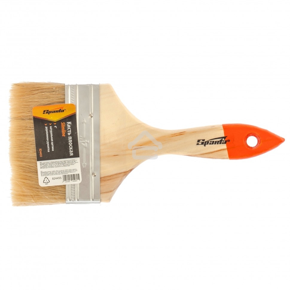 Кисть плоская Sparta 100 мм, натуральная щетина, деревянная ручка, для масляных краскок, лаков