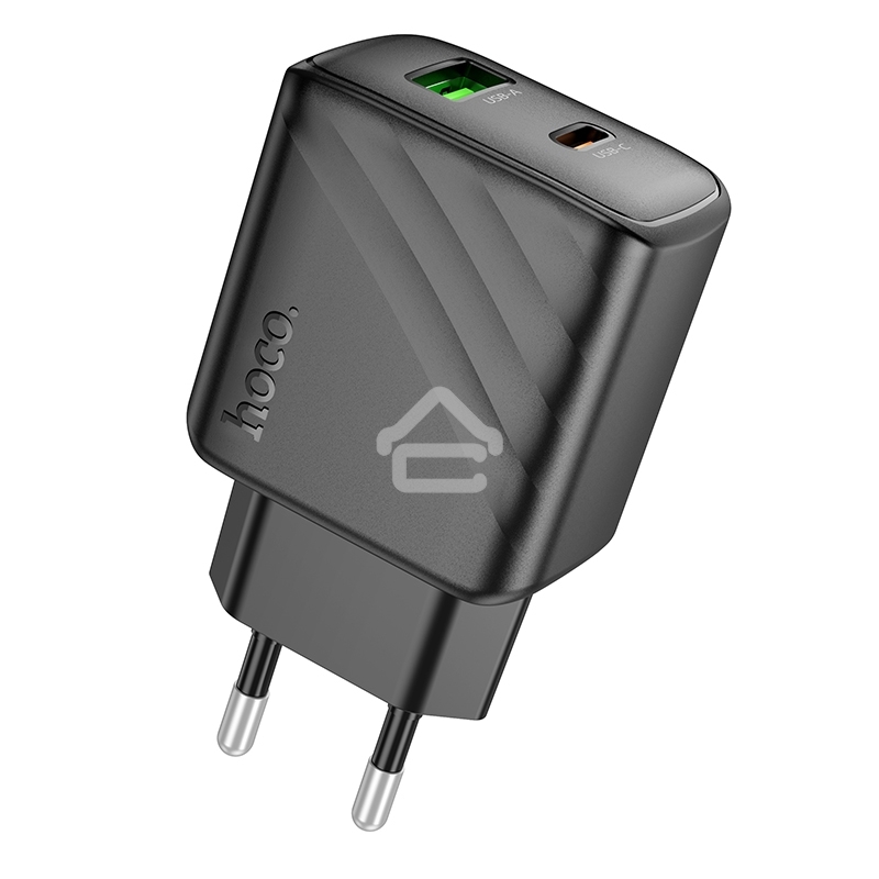 Зарядное устройство Hoco 30Вт, 3А, QC3.0/PD, 1хUSB, 1хType-C, CS23A, черный, коробка